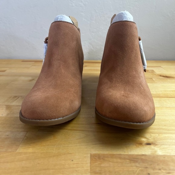 Vionic Ankle Boots Shyanne Suede Toffee Brown Side Zip Block Heel Size 10 - Picture 4 of 12